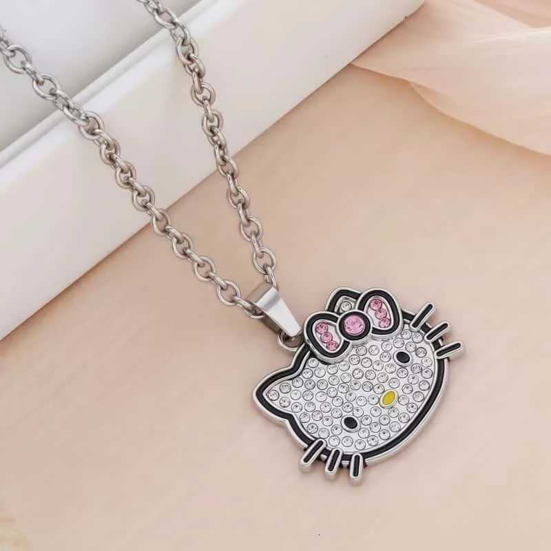 Sanrio Hello Kitty Silver Necklace Cartoon Fine Fashion Clavicle Chain Versatile Jewelry Pendant Girls Holiday Gift Wholesale w250716