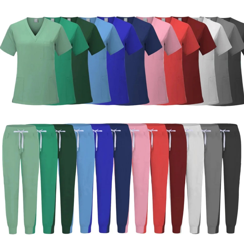 Anti Wrinkle Washable Soft Fabric Nurse Scrubs Hospital Uniform Scrubs Women Jogger Scrubs Sets Pair 250715