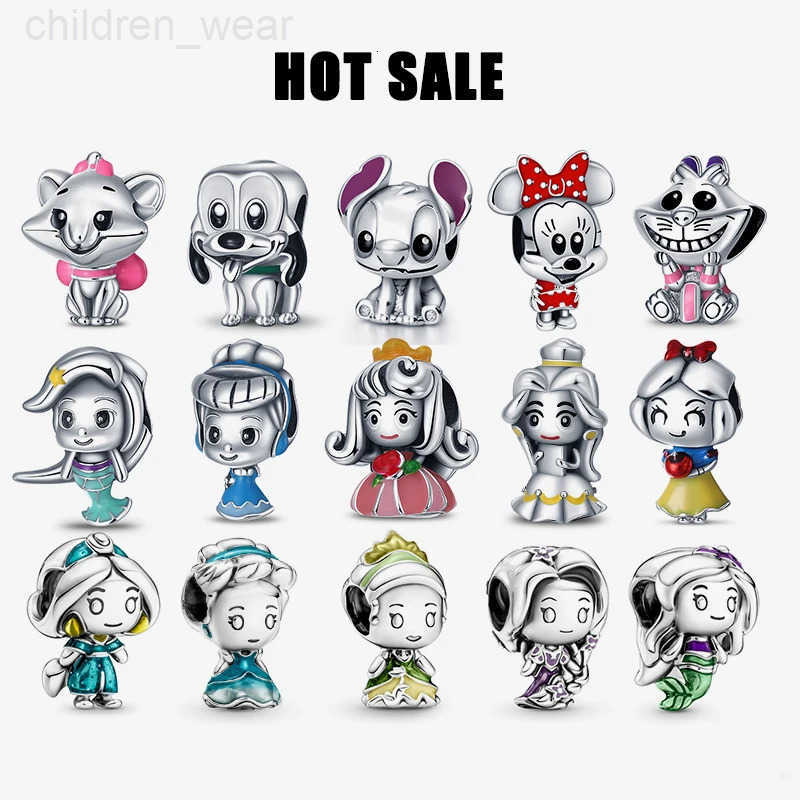 Disney 925 Sterling Silver Mickey Mouse Minnie Series Bead Charm Fits Disney Stitch Charm 925 Bracelet DIY Women Jewelry Gift W20250716