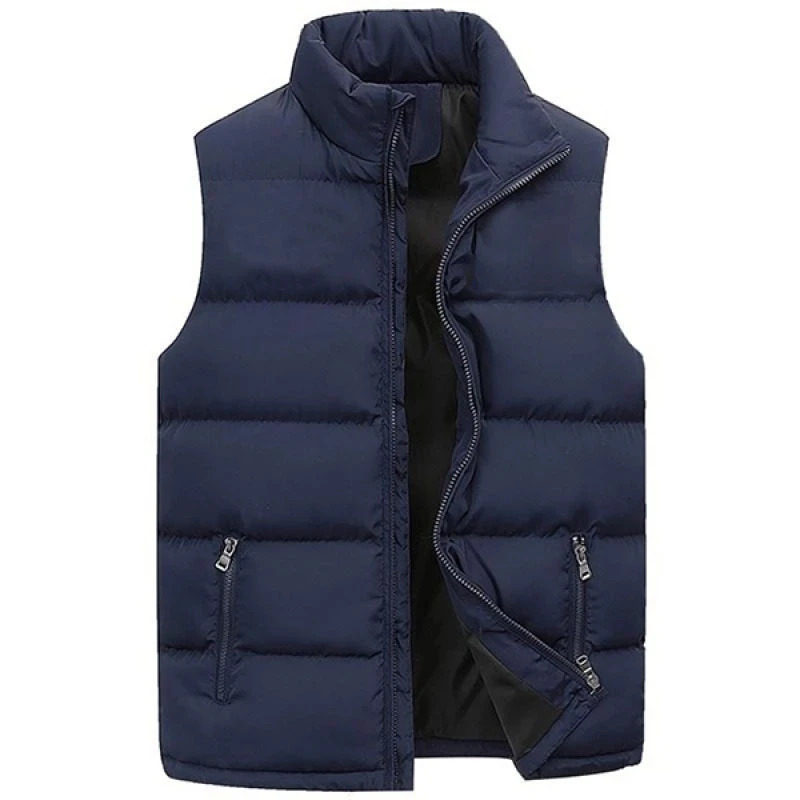 Mens Vest Jacket Warm Sleeveless Jackets Winter Waterproof Zipper Coat Autumn Stand-up Collar Casual Waistcoat Clothing 250716