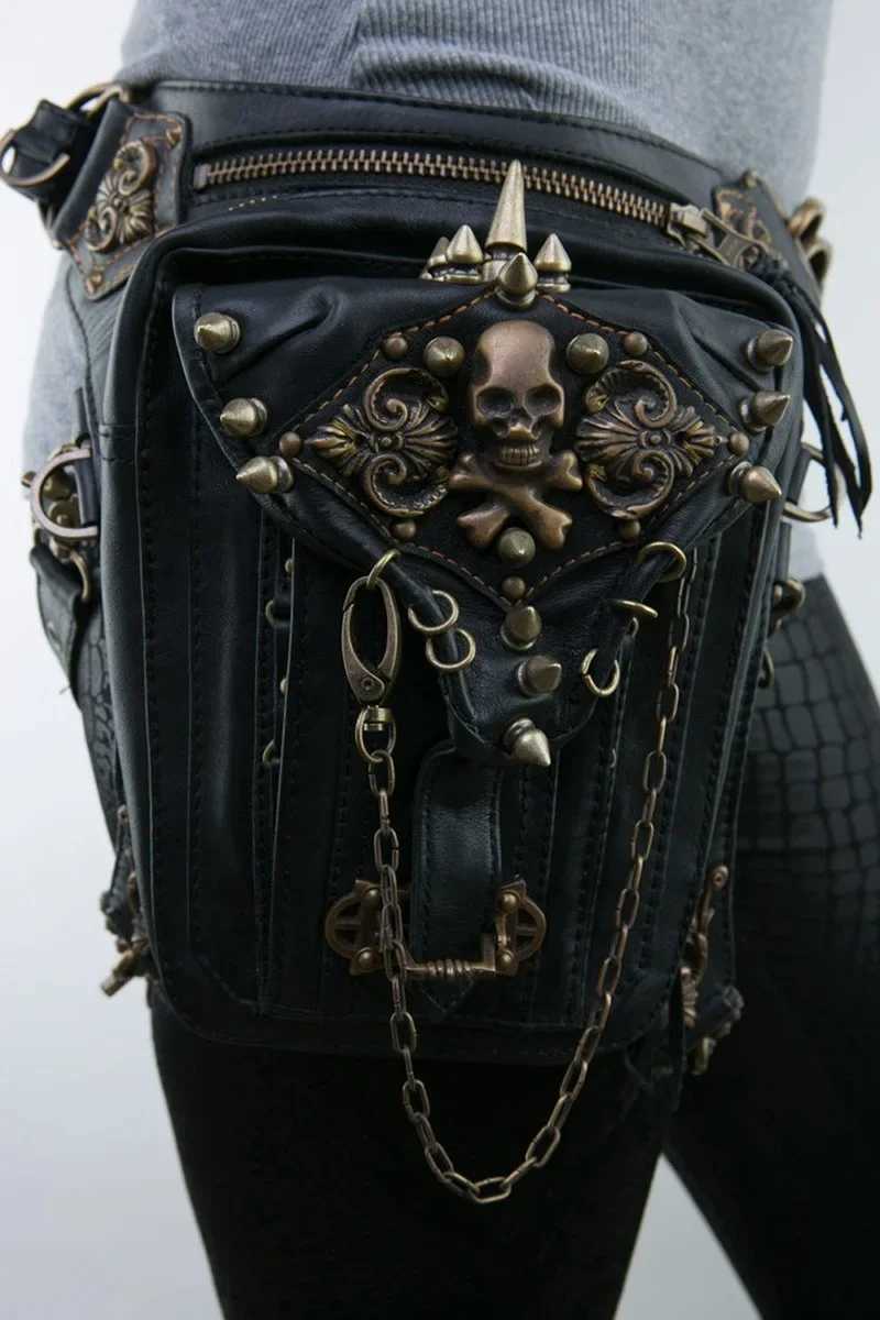 Womens Fanny Pack Steam Punk Waist Leg Hip Belt Messenger Shoulder Bag Mobile Phone Waist Bag Fanny Packs Pack for Women Gothic