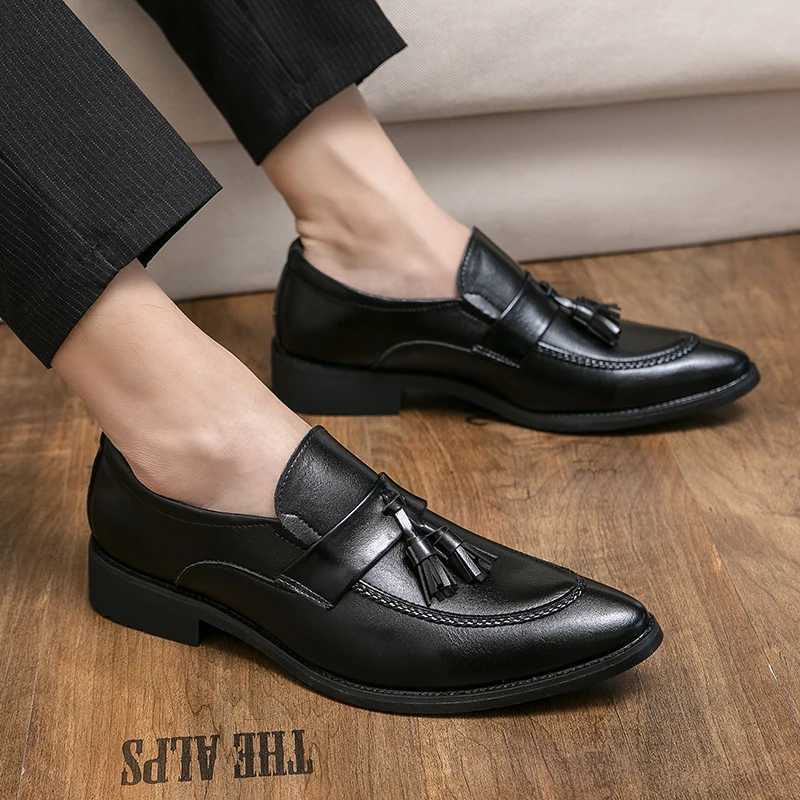 Trendy Mens Tassel Driving Shoes Comfortable Business Wedding Dress Black Brown Slip On Loafers Oxford Mens Tennis Shoes Y250715