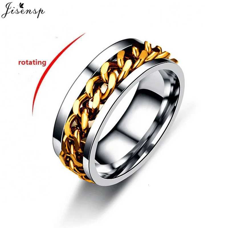 Cool Rotating Anxiety Fidget Rings Titanium Steel Chain Rotable Spinner Finger Ring for Men Women Punk Jewelry Bague Homme 2023 S250716