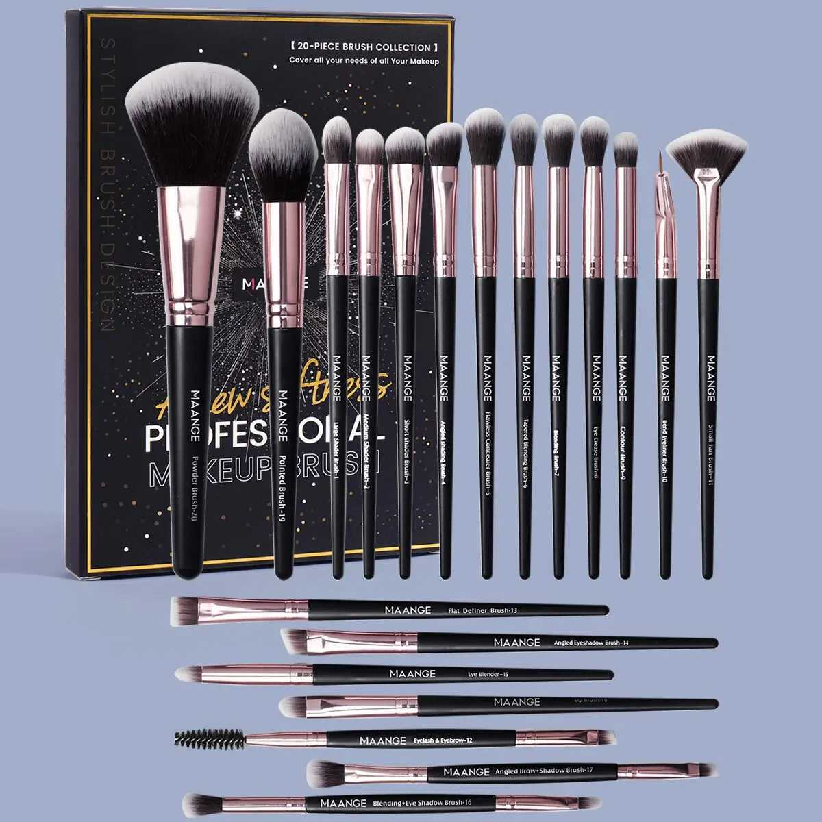 20Pcs Makeup Brushes with Box Professional Cosmetic Powder Eye Shadow Foundation Blush Blending Beauty Tool for Women XJ2500716