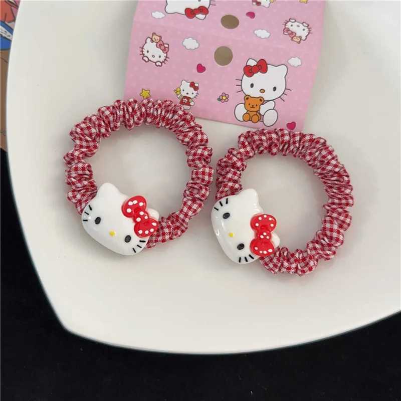 Sanrio 2Pcs Hello Kitty Hair Rope Cute Girl Cartoon Rubber Band Kids Girl Hair Accessories w250716