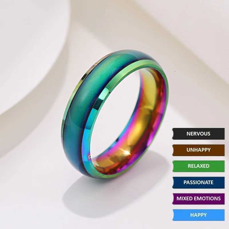 6mm Unisex Changing Color Rings for Women Stainless Steel Mood Feeling Tracker Ring for Men Novelty Jewelry for Gift Party WC039 S250716