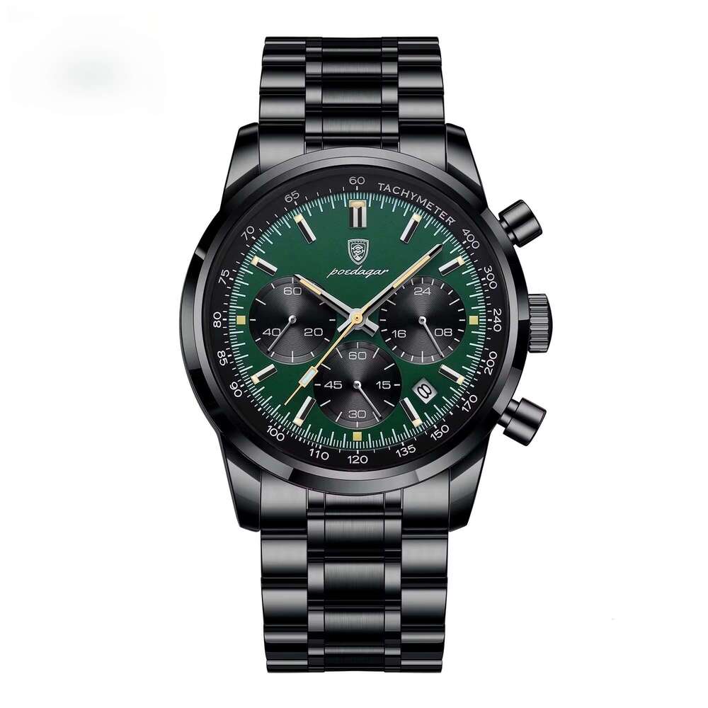 DHwatches Men's Chronograph Watch - 30M Waterproof Stainless Steel Quartz Wristwatch with Date & Tachymeter (Model 921)