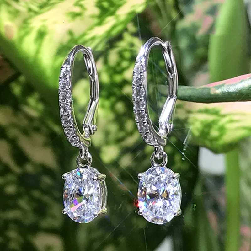 Valuable Lab Emerald Diamond Dangle Earring Jewelry 925 Sterling silver Party Wedding Drop Earrings for Women Engagement Gift250714