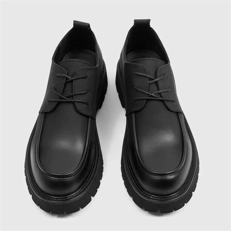 Leather Men Casual Shoes Classic Business Mens Dress Shoes Breathable Lace-Up Handmade Shoes Thick Sole Fashion Formal Shoes W250716