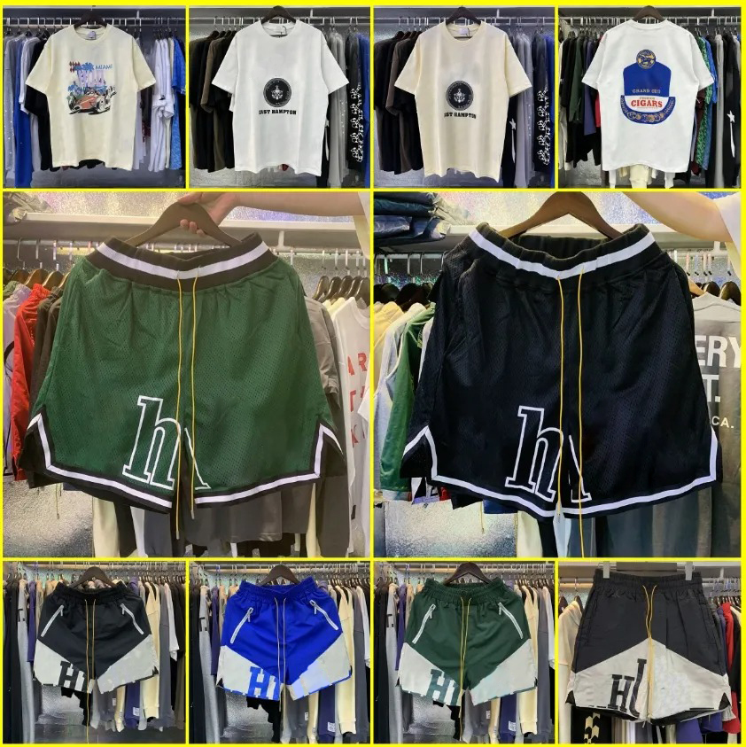 5A Designer Shorts Men T Shirts Summer Fashion rhudeshorty Beach Pants spider hoodie Nylon Mesh Drawstring Zipper graphic tee High Street limited essential T Shirt