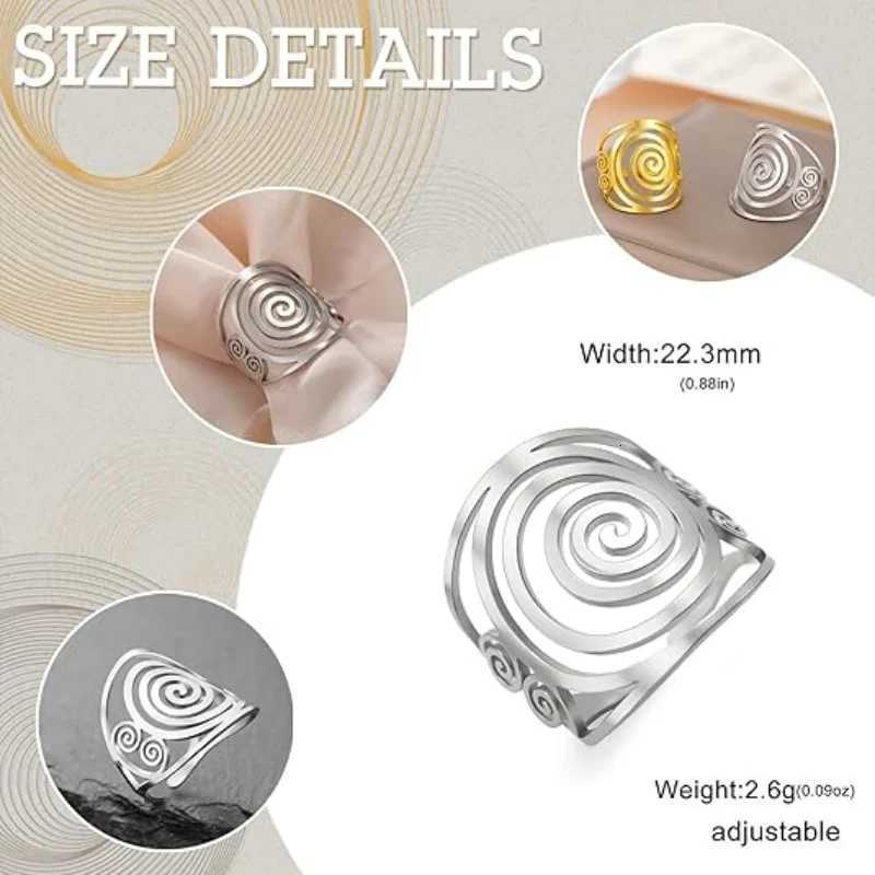 Dreamtimes Fashion Round Geometric Braided Spiral Swirl Ring for Women Stainless Steel Adjustable Thumb Open Ring Jewelry Gifts S250716