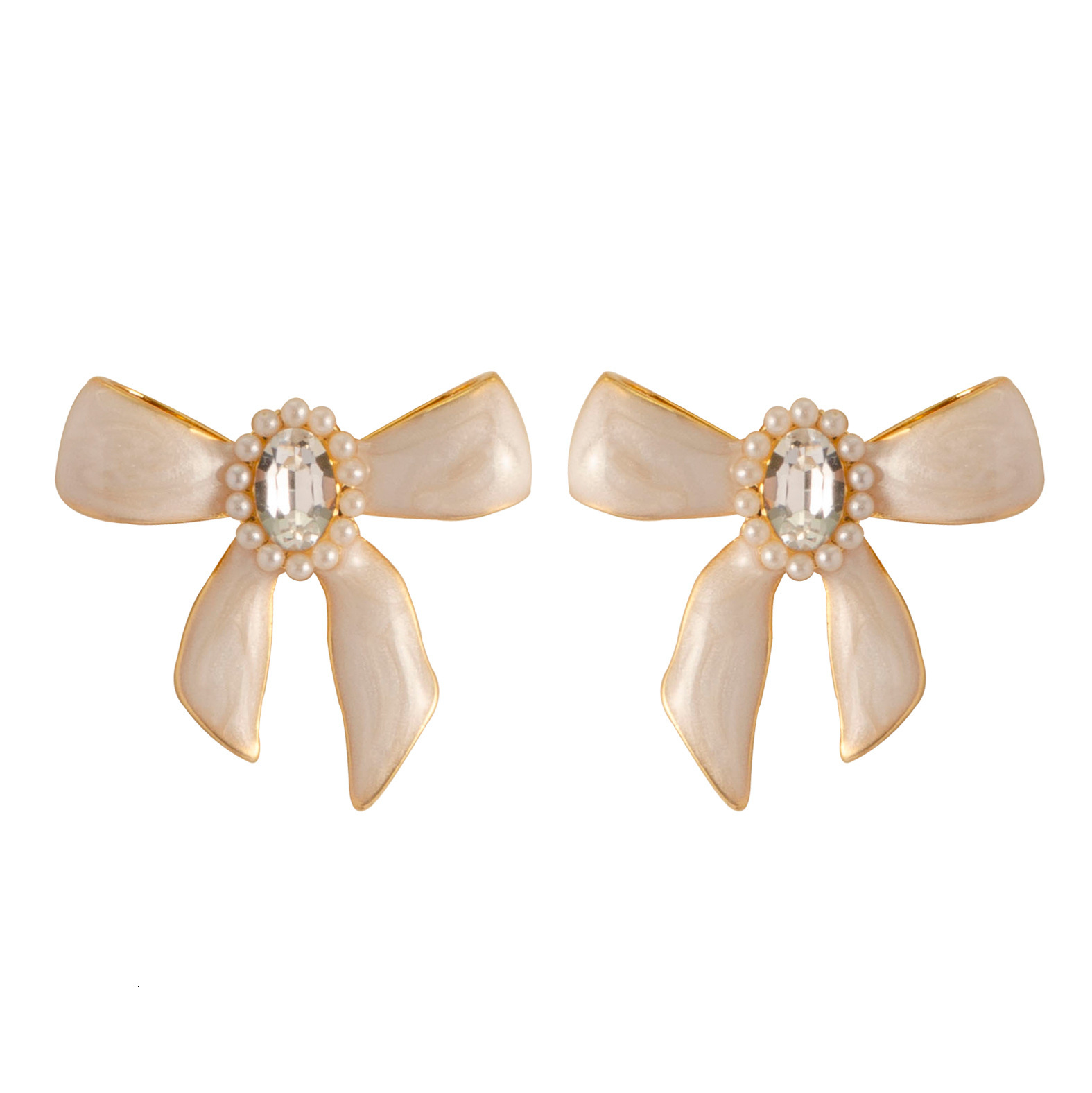 French Gentle Temperament Style Oil Drop Dia-Studded Bowknot Earrings for Women, Unique Personality Design Sier Needle Ear Jewelry