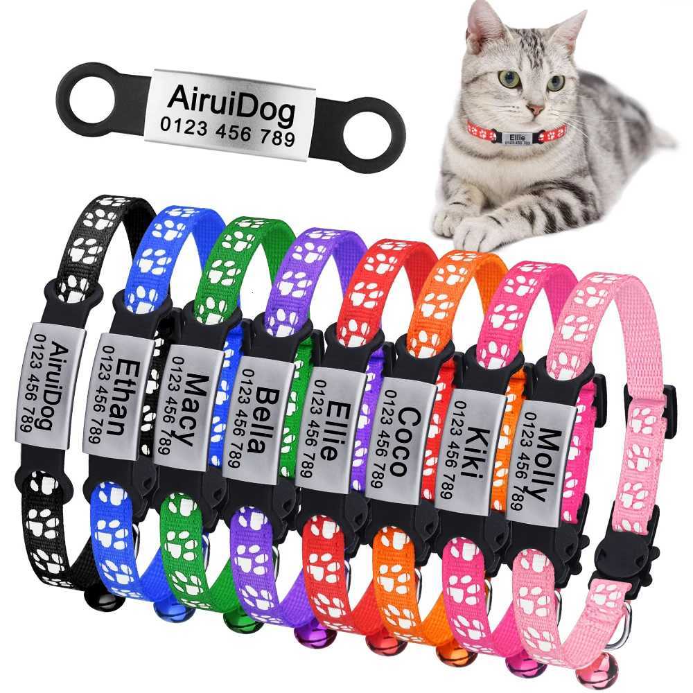 Personalized Cat Collar Adjustable Nylon Pet Products Bell Small Large Kitten Safety Accessories Pa Breakaway Tag Small Necklace LL250716