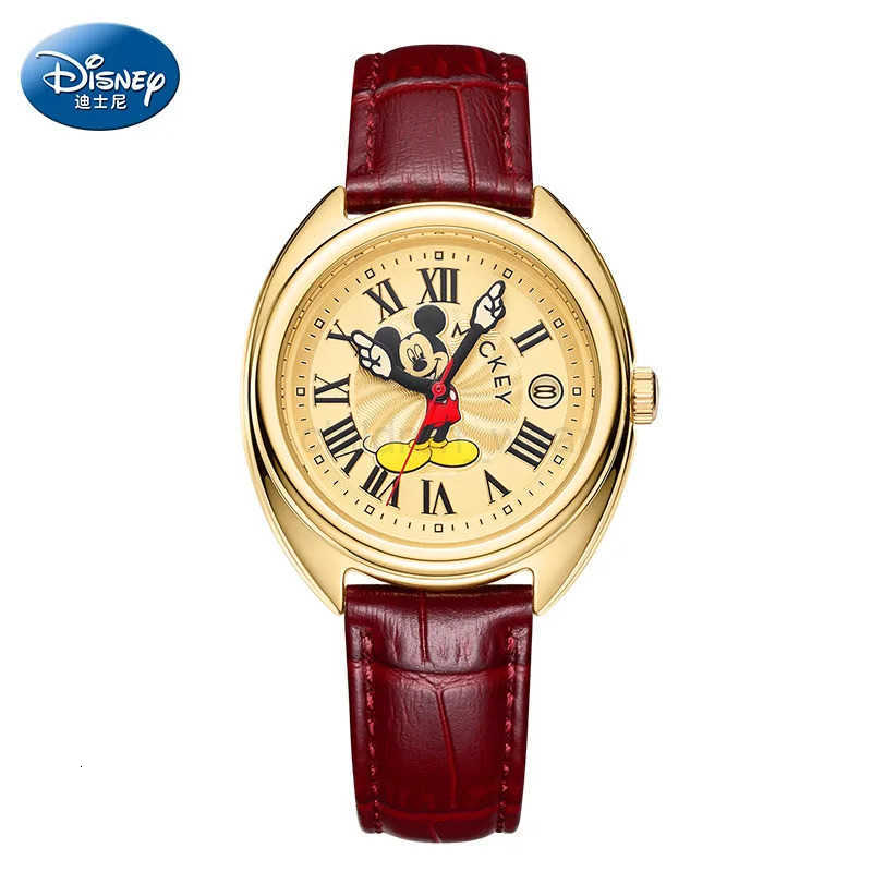 Disney Mickey Mouse Children Watches Luminous Leather Quartz Wristwatch Boy Girls Birthday Gift Student Clock Young Men Women W20250716