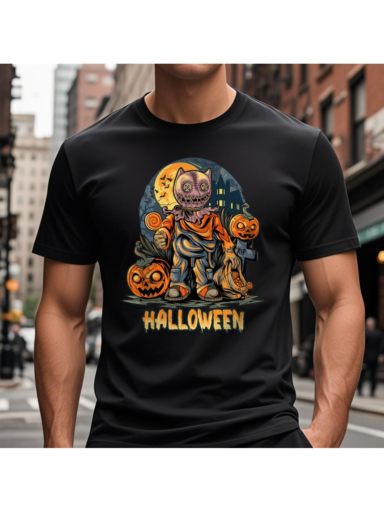 VogueEpoch black White Adult 180g text S-3XL Short sleeve Men Round collar T Shirts Cotton Graphics Halloween Wed 7f