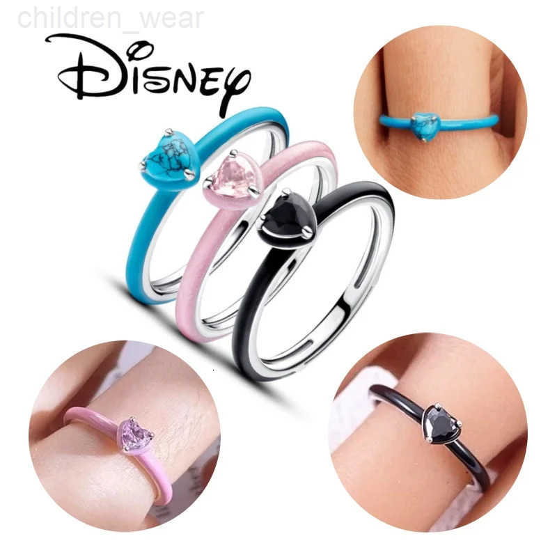 Disney New ME Black Pink Chakra Heart Turquoise-colored Heart Stone Ring For Women Gift Original Ring DIY Fine Jewelry 2025 W20250716