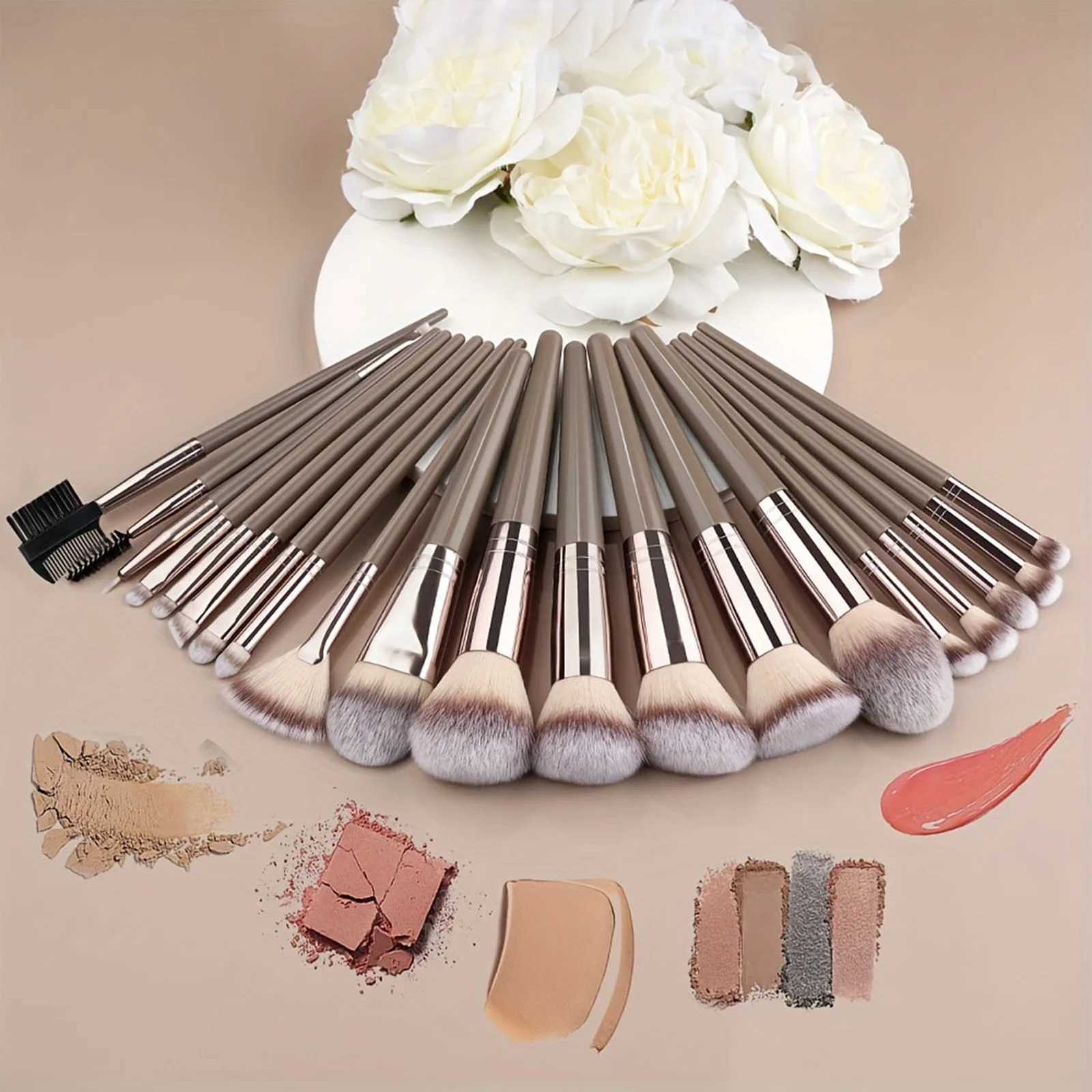15/20pcs Beauty Makeup Brushes Set with Plastic Handle Soft Fiber Makeup Brushes for Daily Professional Makeup Beauty Tools XJ2500716