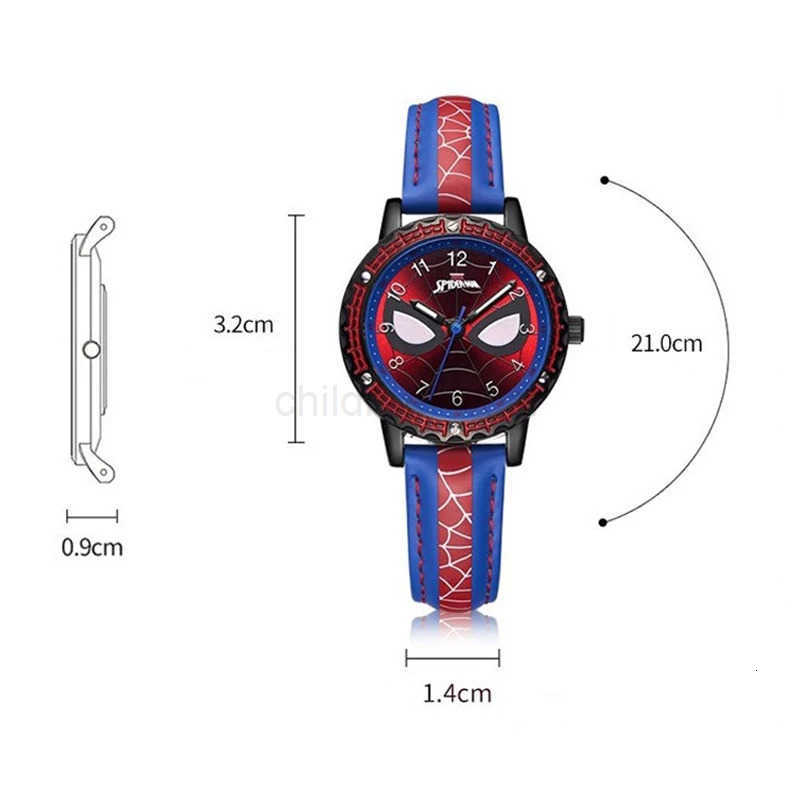 Disney Spider Man Watch Waterproof Luminous Pointer Quartz Watch Leather Watchband Boys Watch Childrens Birthday Christmas Clock Gifts W20250716