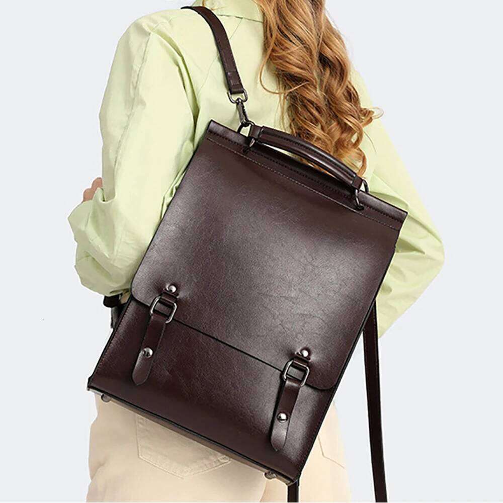 Genuine Leather Women Backpack Cross Body Bag Book School Real Cowhide Lady Female Laptop Daypack Messenger Shoulder Bags
