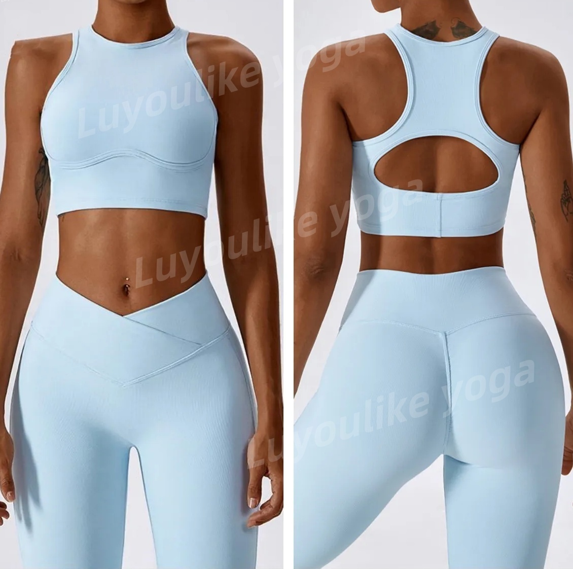 O120 Women Yoga Sports Bras Bell Botton Pants Suit Up Bra Shockproof Fitness Sports Vest Pilates Thread Hollow Beauty Back Tight Yoga Bras and Pants Suit