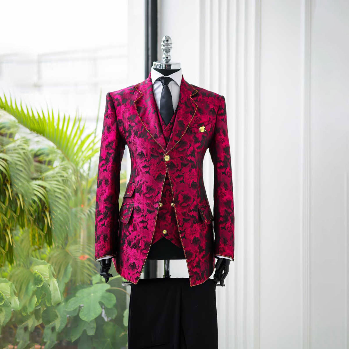 Jacquard Wedding Men Suits New Fashion Suit Fit Slim Tailor-Made Groom 3-PCS Coat Vest Pant Formal Occasions Party Customized M253451