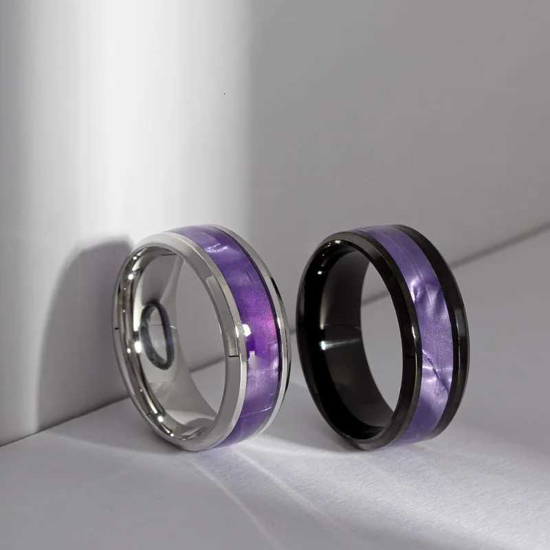 Hot Selling Classic Titanium Steel Black Elegant Purple Colorful Couple Ring For Women Men Jewelry Accessories Size 6-13 S250716