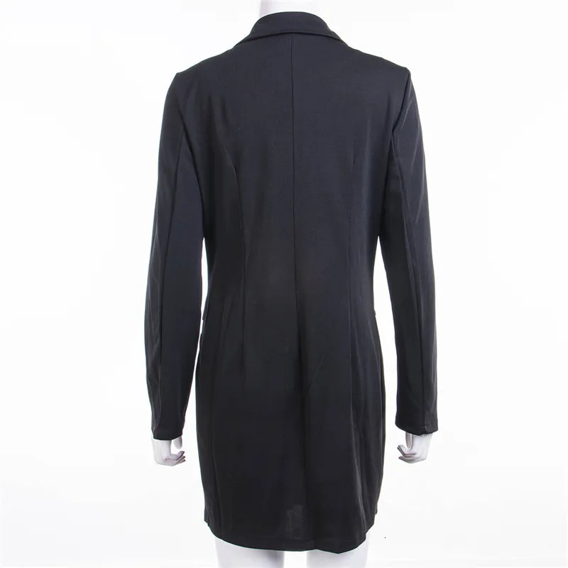 Women Dress Trench Slim Wool Long Coat Jacket Blazer Tops Office Ladies Autumn Winter Blazer Slim Mini Dress V-Neck Outwear 250716
