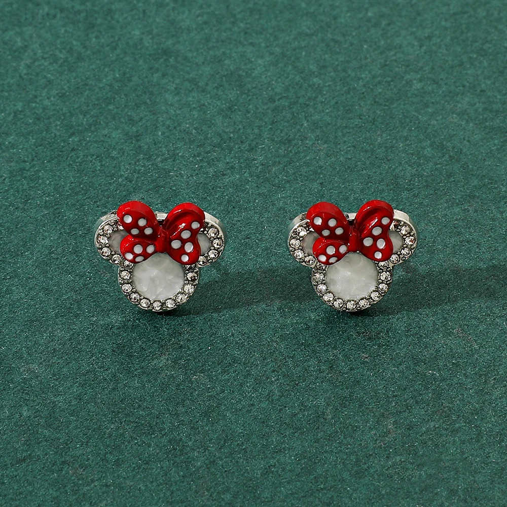 Disney 1 Pair Disney Bow Mickey Mouse Minnie Anime Earrings Kawaii Ear Studs Cartoon Jewelry Accessories Stud Women Gifts W20250716
