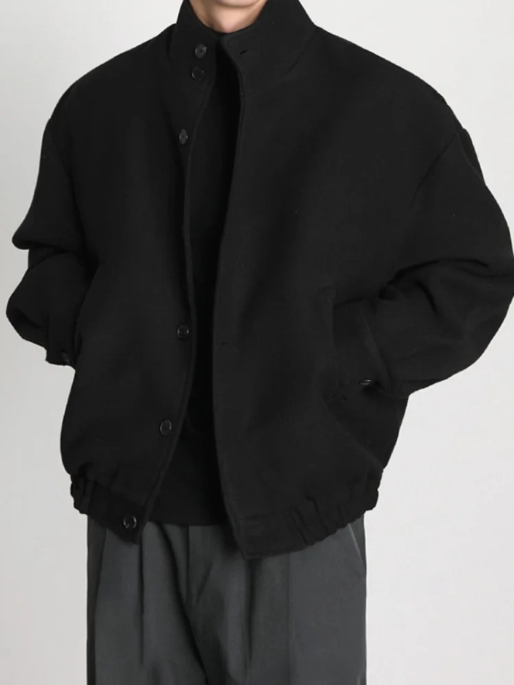 autumn and winter trendy workwear stand up collar jacket woolen coat British style niche baseball suit trend 250716 - view 7