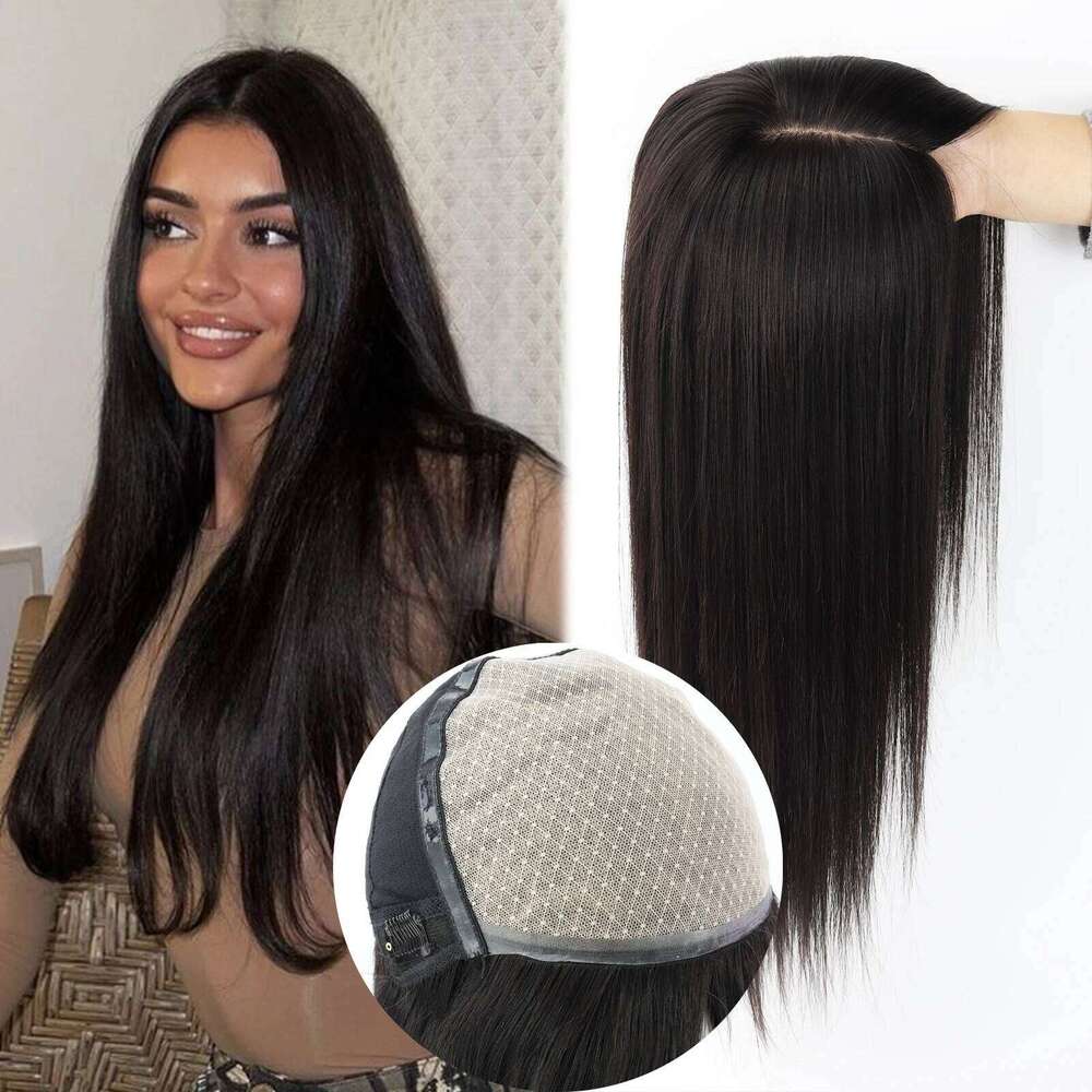 6"x6" Silk Top Natural Straight Reairgin European Human Hair Glueless Wig for Women Soft Breathable Elastic Net Fiber hair