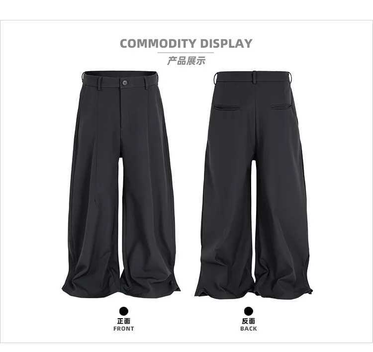 MIJKO Designer Pants Casual Baggy Soft Black Wide Leg Men Suit Pants C878# y250716