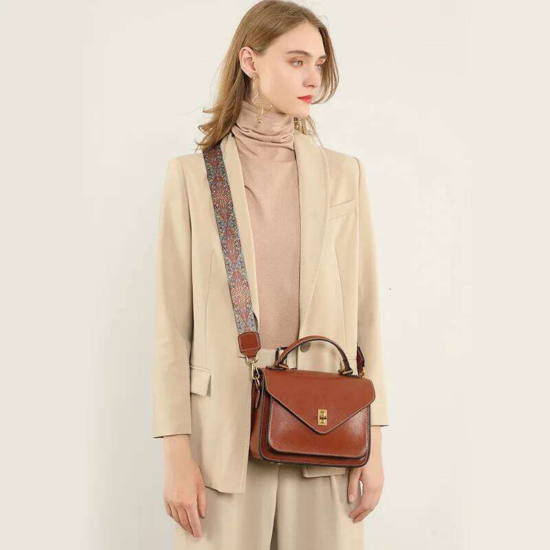 High-Quality Real Cowhide Women Shoulder Designer Retro Small Tote Bag Ladies Crossbody Bags Female Classic Satchels
