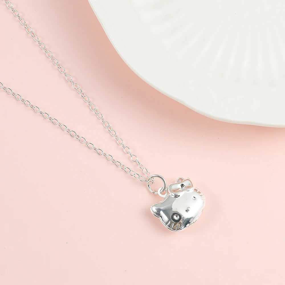 Sanrio Hello Kitty Necklace S925 Silver Color Openable Hello Kitty Pendant Neck Chain Anime Figure Toys Accessories Gifts w250716