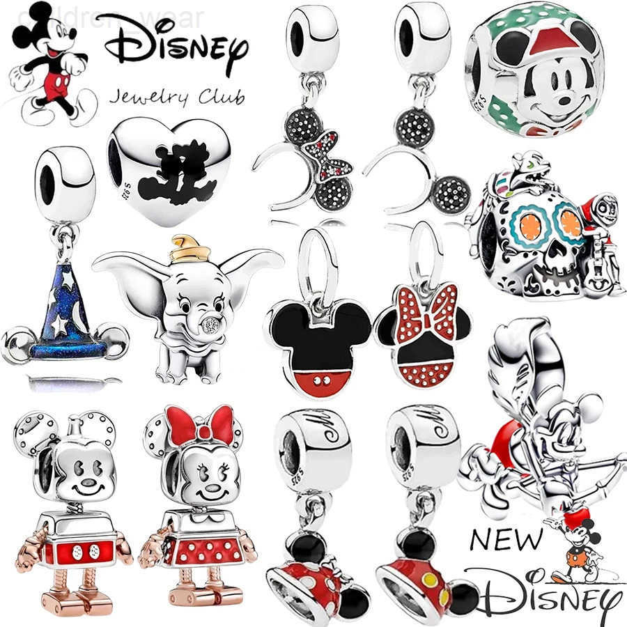 Disney 2025 MINISO Hot Sale DIY Making Disney Mickey Mouse Minnie Mouse Charm Bead Fits Original Europeans Silver 925 Bracelet Jewelry W20250716