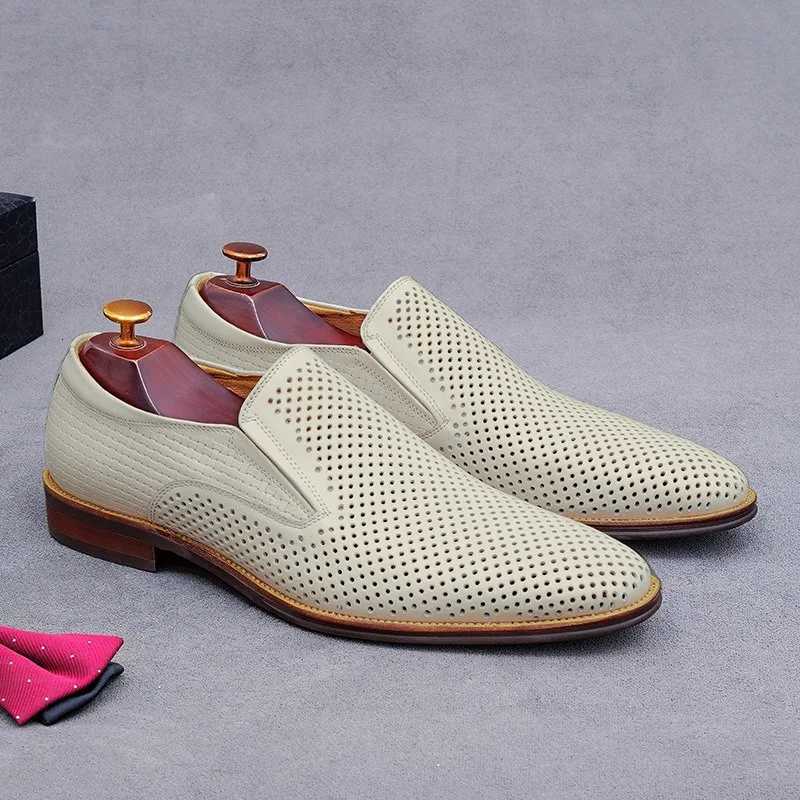 Mens Summer Business Casual Hollow Out Leather Shoes Soft Leather Cowhide Comfortable Sandals for Smart Casual Wear W250716