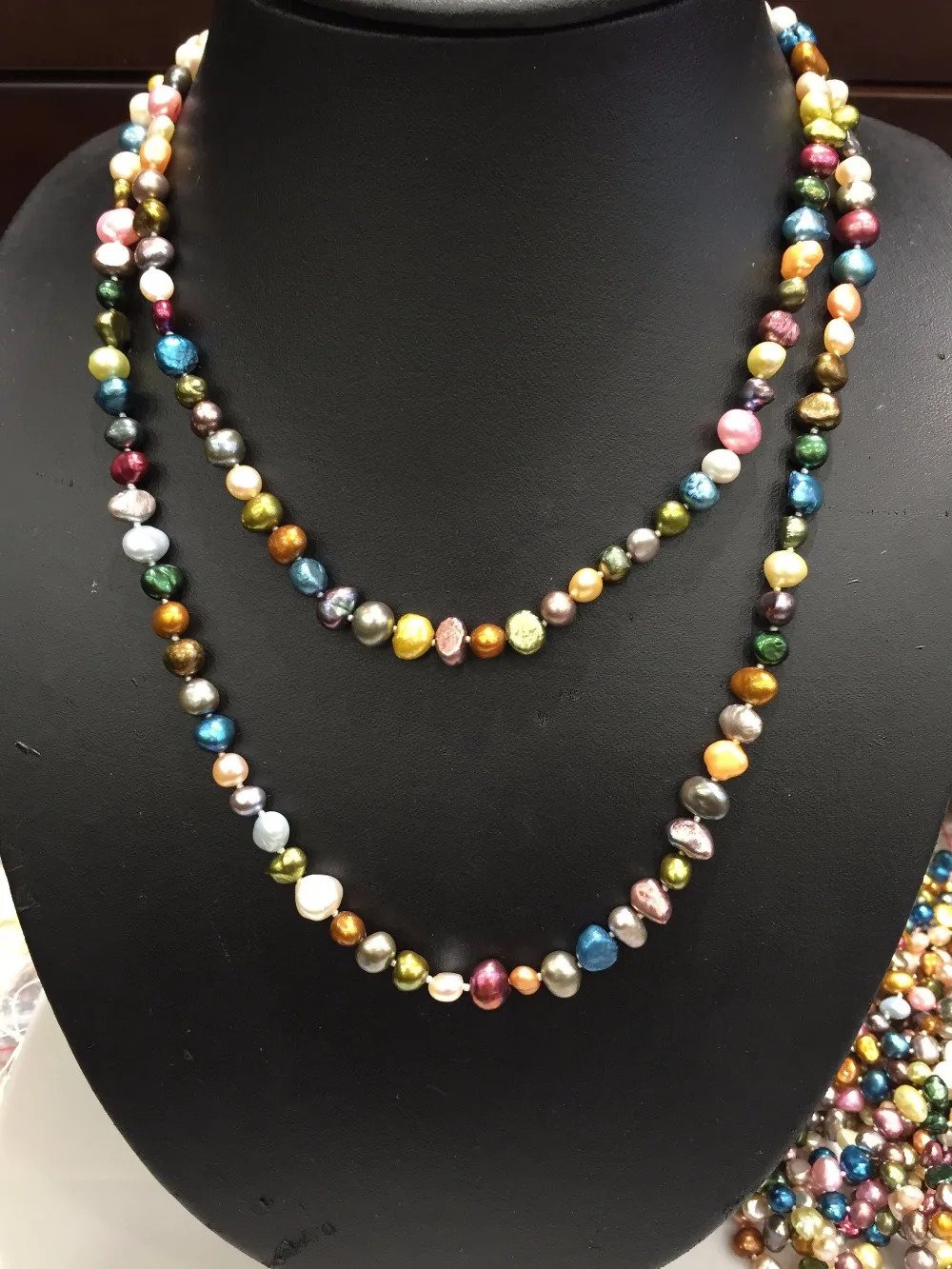 Hand knotted 100cm 6-7mm natural color freshwater baroque pearl sweater chain necklace fashion jewelry 250712