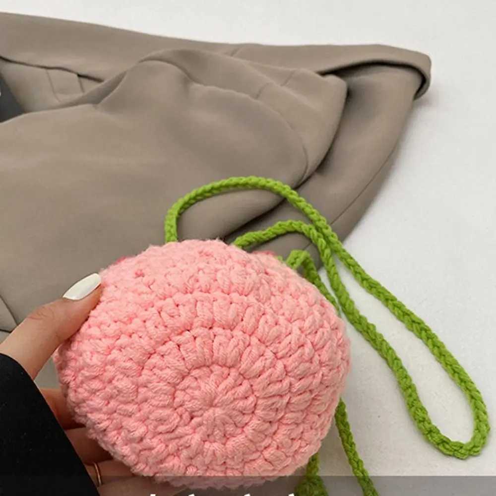Bohemian Rose Bouquet Weave Bag Cotton Rope Flower Shoulder Bag Storage Bag Large Capacity Rose Beach Bucket Bag Beach