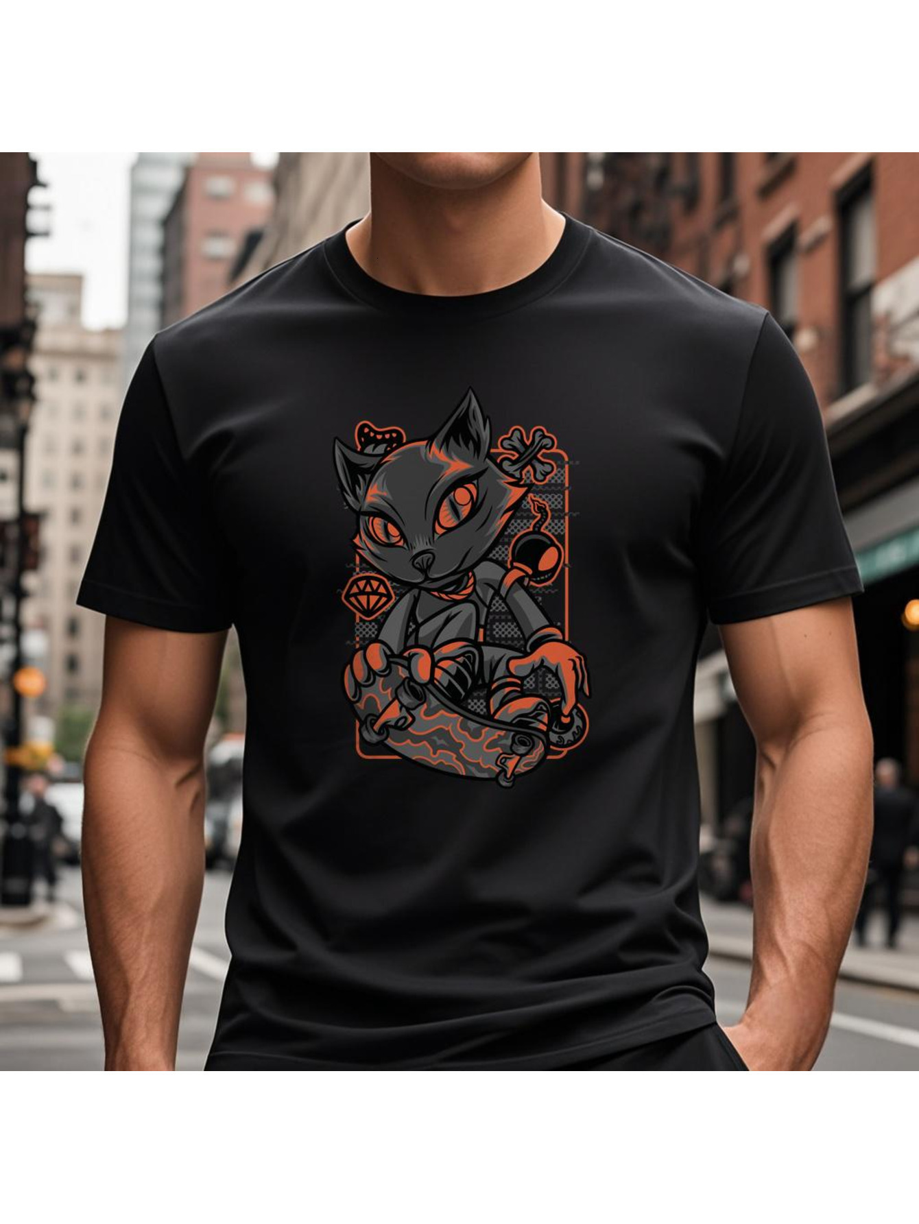 VogueEpoch Graphics Round collar Adult Cotton S-3XL 180g T Shirts tiger Short sleeve Men White black Wed 74