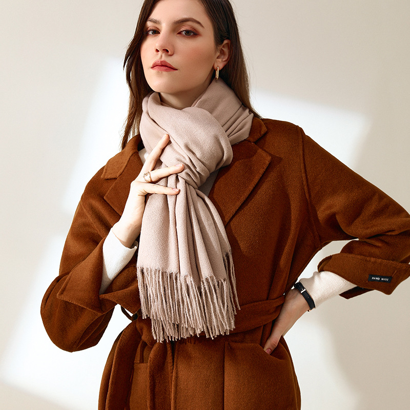 K1373 Manufacturers supply new autumn and winter women's solid color imitation cashmere scarf medium and long warm outer wear sweet tassel scarf