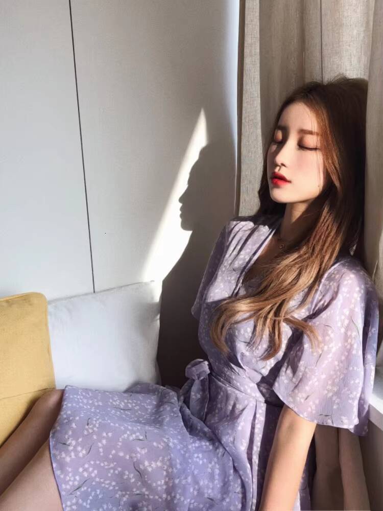 Summer Women Dress Floral Print Long Chiffon Evening Female Vintage Party Beach Woman Dresses Casual Prom Purple Maxi dongdumaoyi
