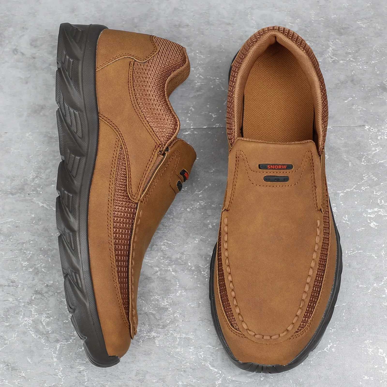 Men Leather Casual Shoes Breathable Loafers Men Sneakers 2024 New Mens Comfortable Leather Flat Footwear Sneakers Men Shoes W250716