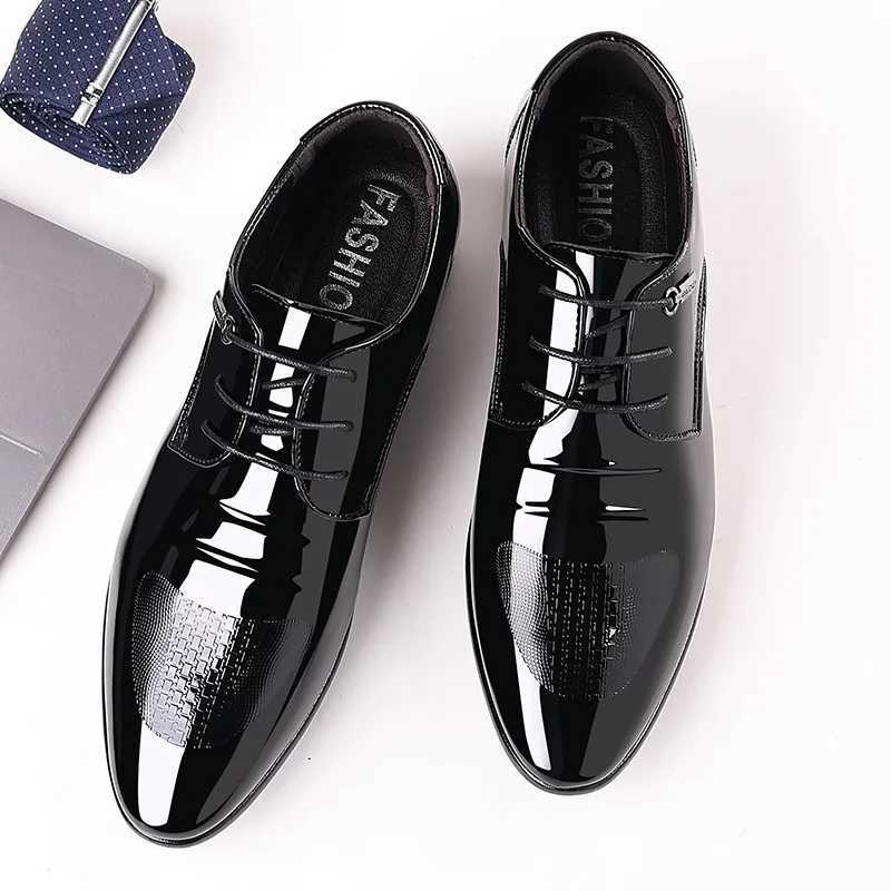 Luxury Oxford Leather Black Shoes Men Breathable Patent Leather Formal Shoes Plus Size Man Office Wedding Flats Y250715
