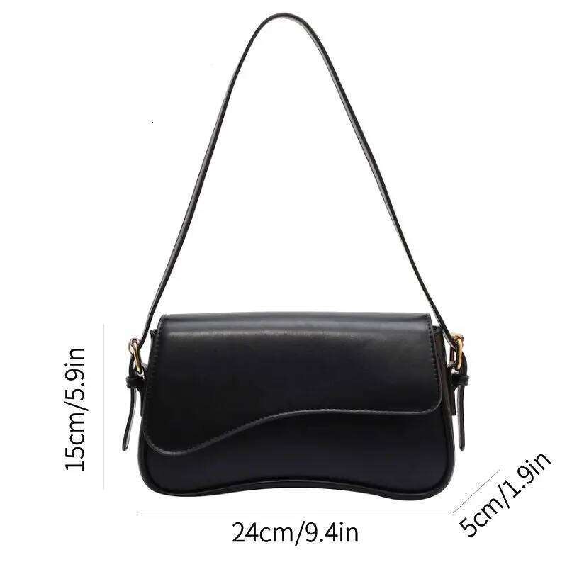 Vintage Shoulder Bag For Woman, Chain Handbag, Black Crossbody Underarm Bags,