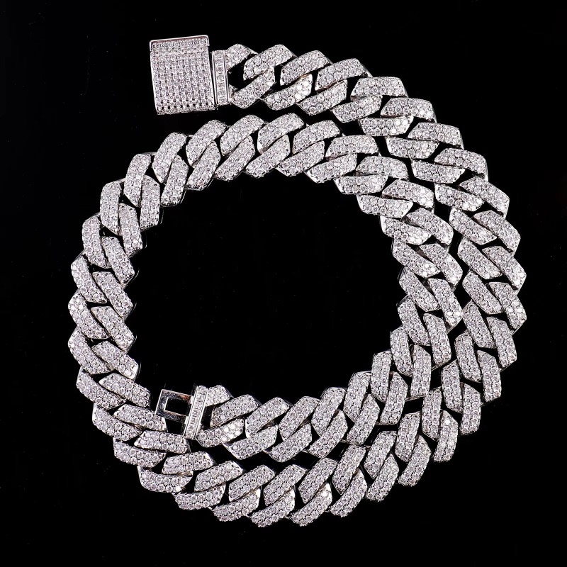 6mm 18/20/22inches Silver Wholesale Choker Custom Cuban Link Chain Gold Cuban Chains Moissanite Cuban Chain Necklace