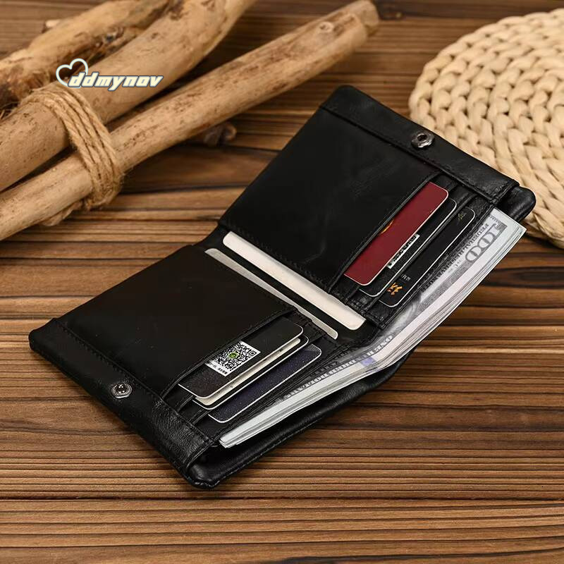Luufan Genuine Bifold Card Holder Short Purse Male Cow Leather Mens Coin Real Cowskin Zipper Wallet ddmynov