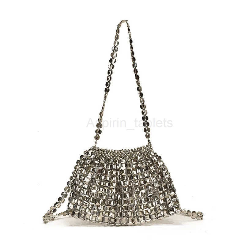 Faionable Silver Hollow Woven Bag Womens Underarm Crossbody Phone Bag Spring Summer New Sle Single Shoulder Handbag M250716