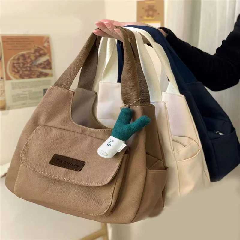 Japanese Sle Canvas Commuter Bag Womens Color Casual Versatile Tote Bag Simple Design Sensation Handbag