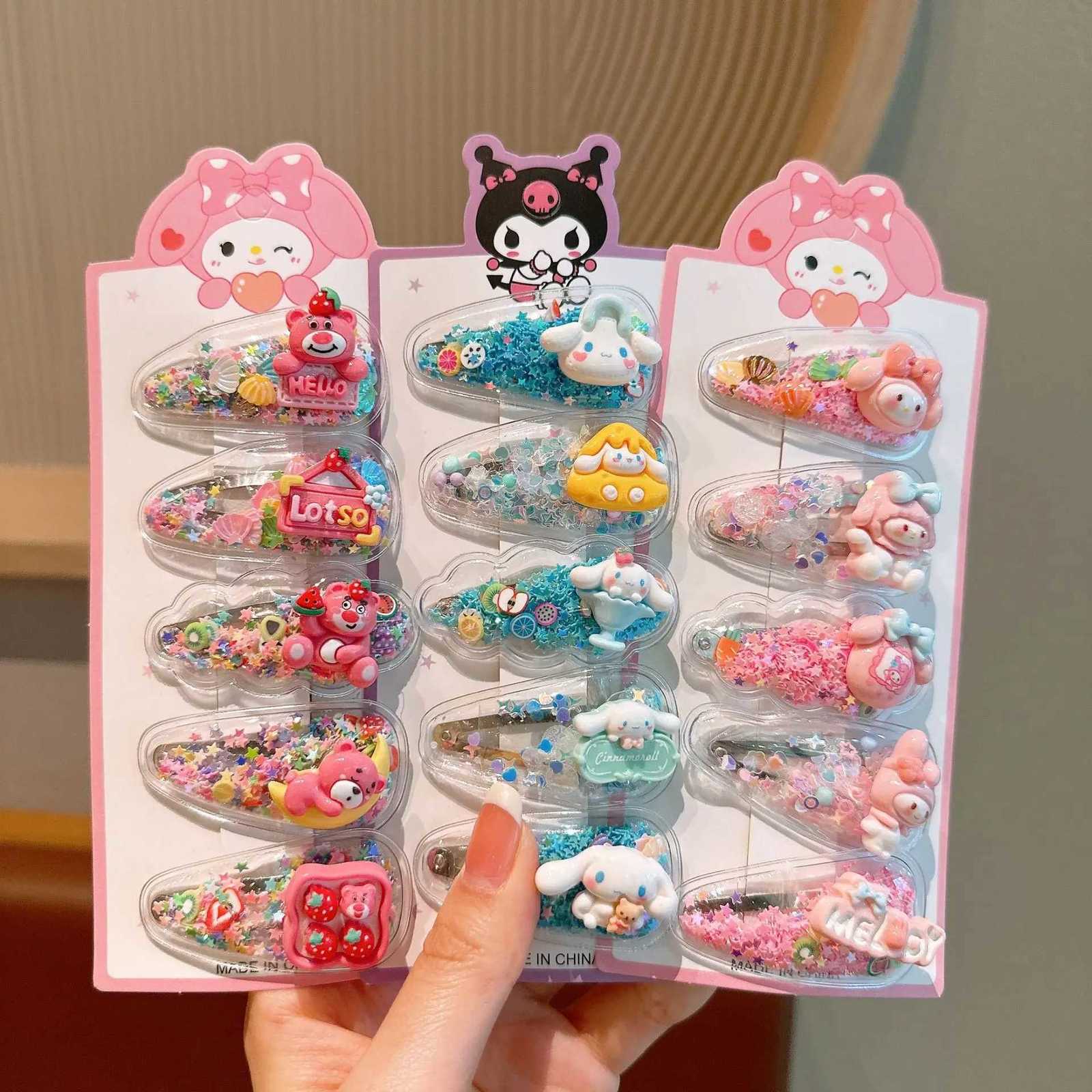 Sanlio Childrens New Style Flowing Sand Clip Cute Hair Clip for Students with Broken Hair BB Clip for Girls Sweet Hair Clipw250716
