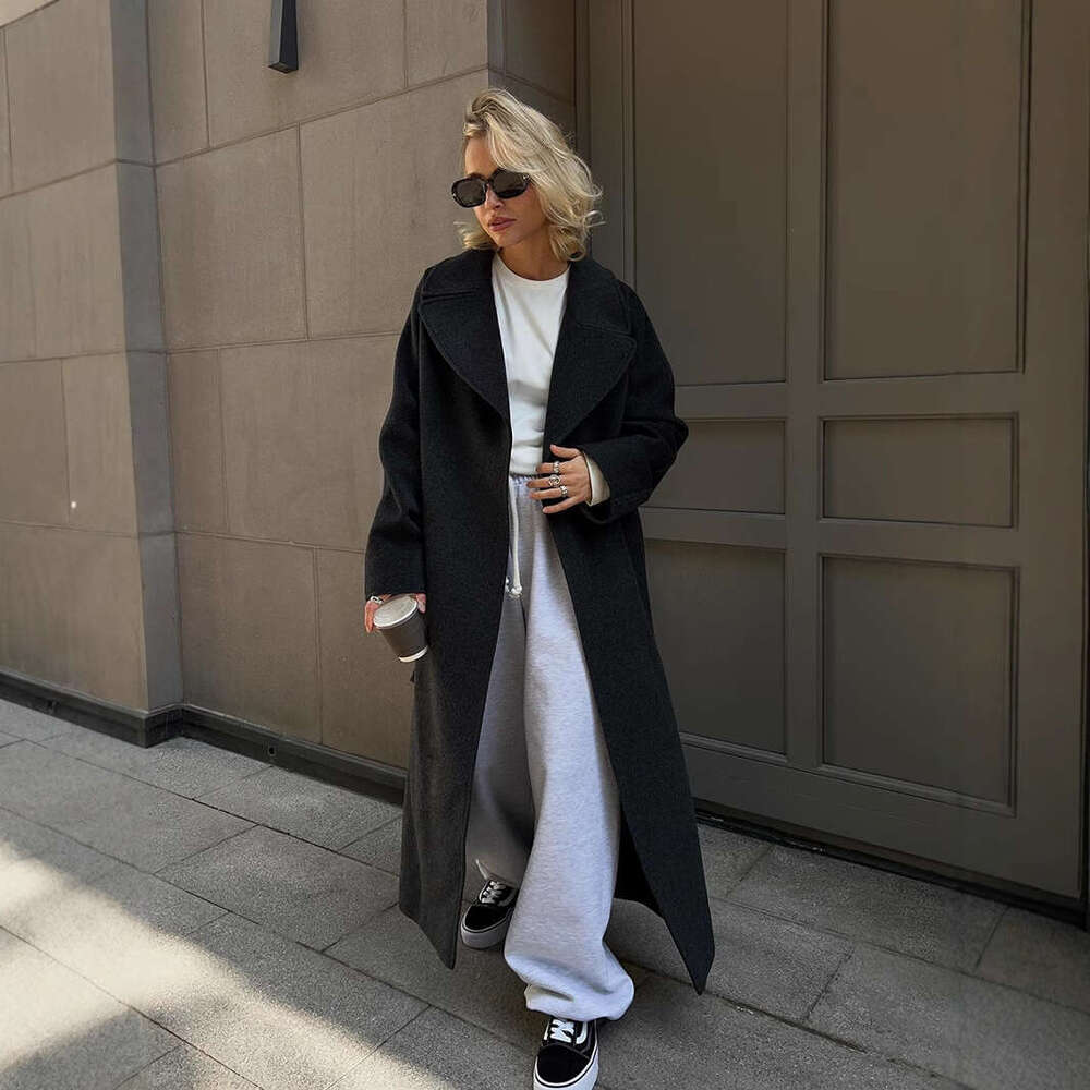 Women Autumn And Winter Loose Raglan Sleeve Wool Double-Sided Woolen Melad Coat B5