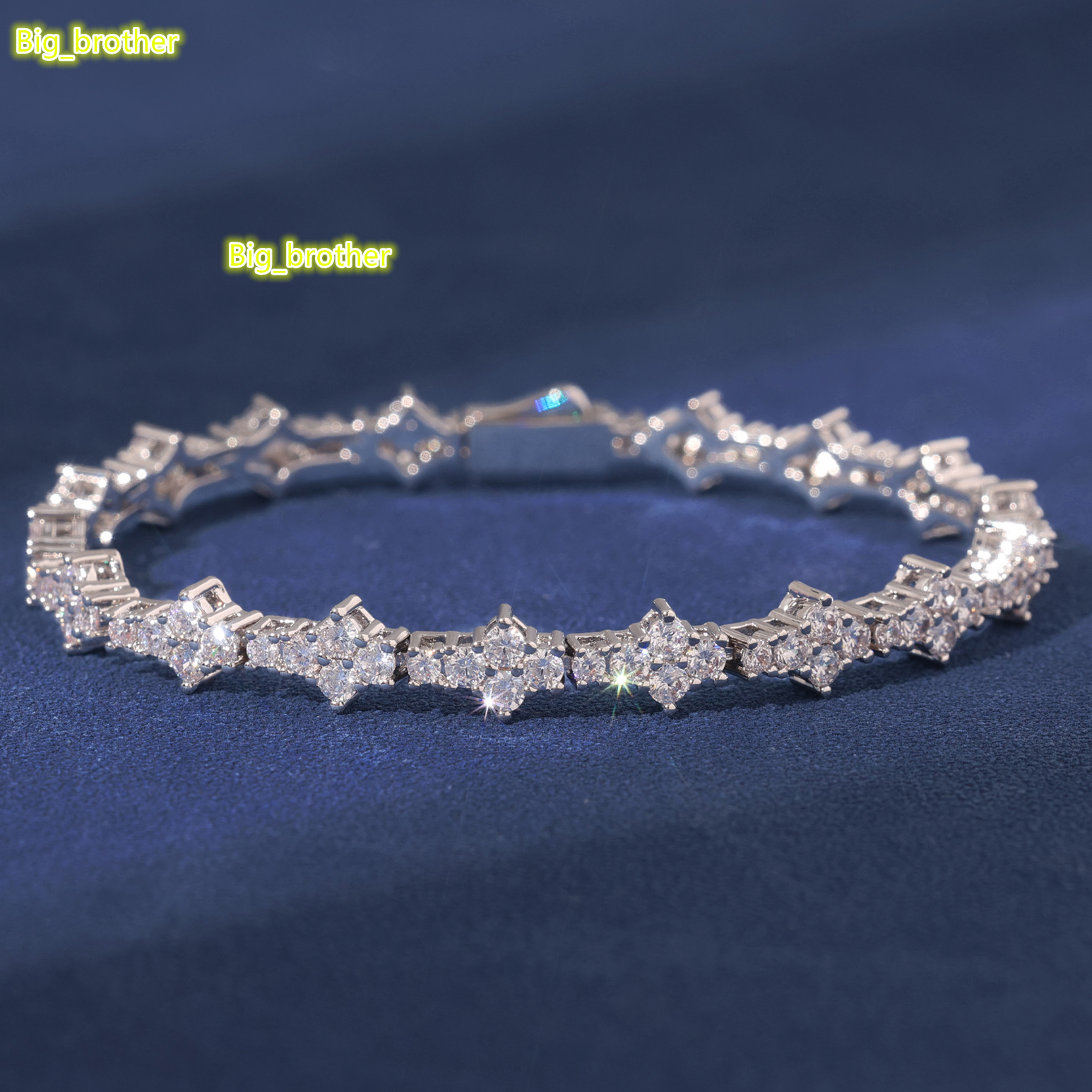 Mens Womens Wedding Honeycomb Charms Bracelet New Arrival Classic Flower Tennis Bracelet Rhodium Plated Bangles
